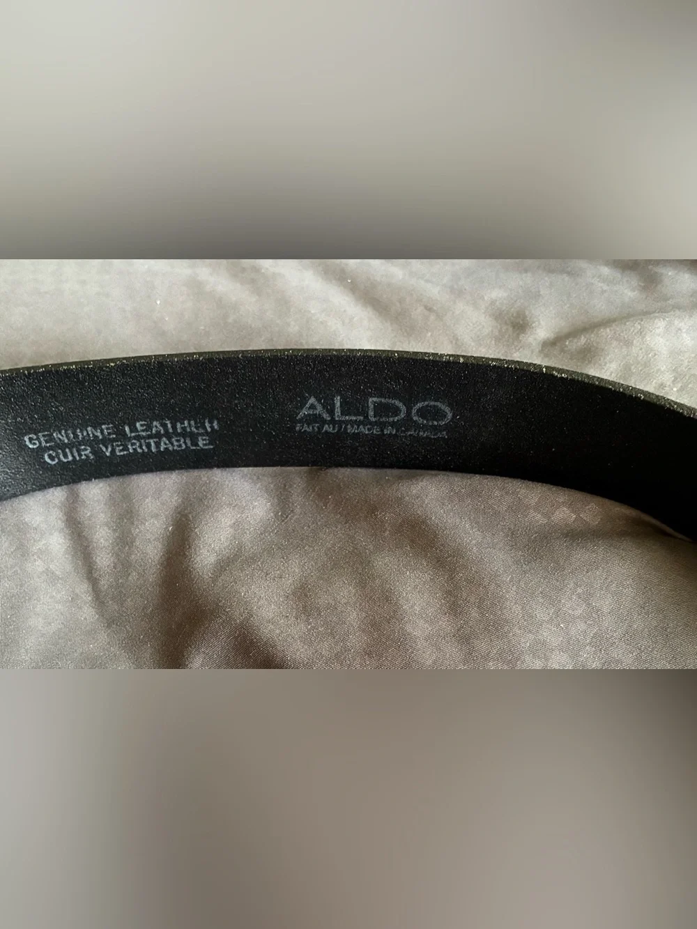 ALDO Unisex Black Leather Belt W/Silver Tone 2” Buckle; Size Large
